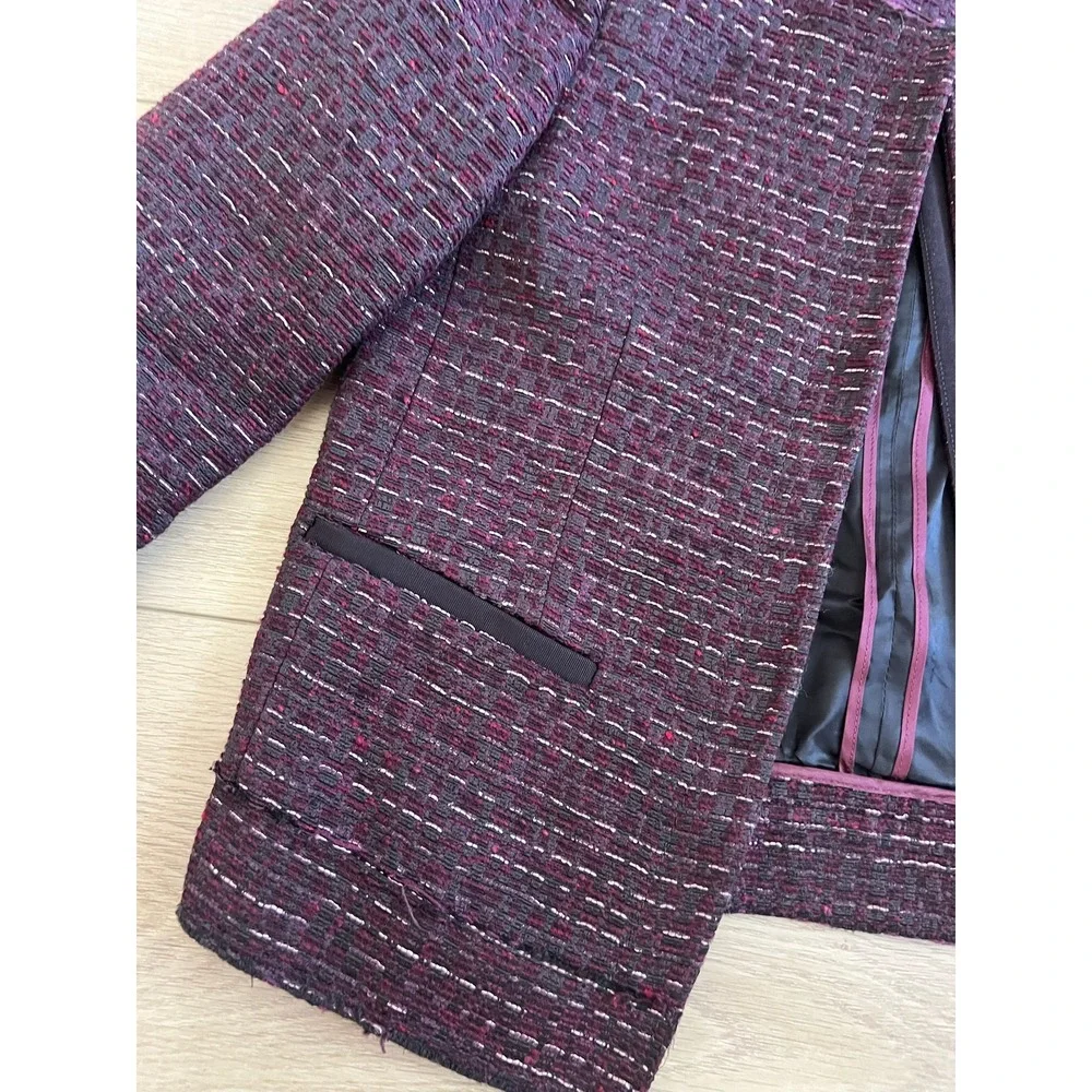 Massimo Dutti Dark Red Textured Blazer - Picture 5 of 7